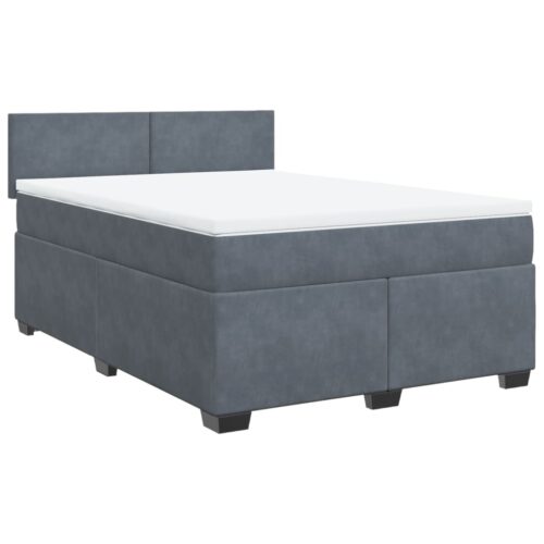 Bed Frame with Mattress Set Spring Box Base Dark Grey Double Velvet - Image 13