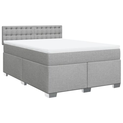 Bed Frame with Mattress Set Spring Box Base Dark Grey Double Fabric