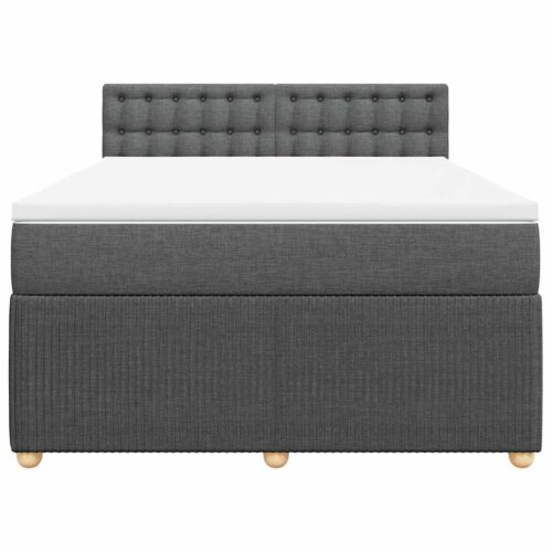 Bed Frame with Mattress Set Spring Box Base Dark Grey Double Fabric - Image 4