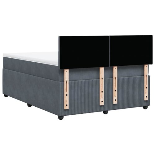 Bed Frame with Mattress Set Spring Box Base Dark Grey Double Velvet - Image 10