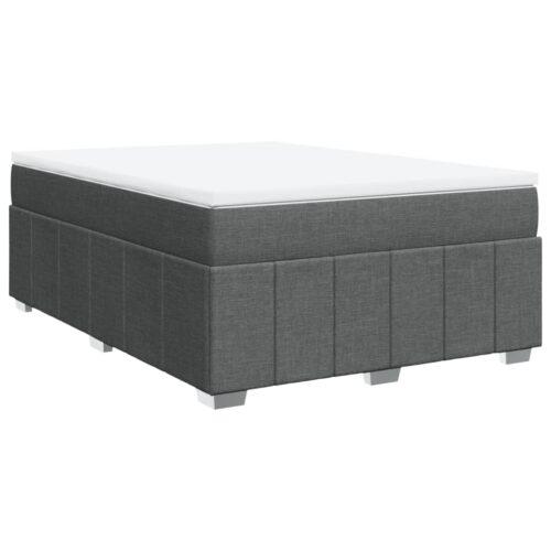 Bed Frame with Mattress Set Spring Box Base Dark Grey Queen Size Fabric - Image 13