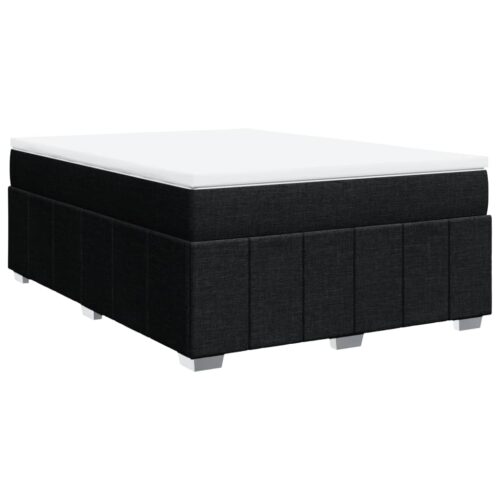Bed Frame with Mattress Set Spring Box Base Black Queen Size Fabric
