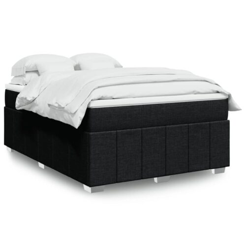 Bed Frame with Mattress Set Spring Box Base Black Queen Size Fabric - Image 2