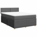 Bed Frame with Mattress Set Spring Box Base Dark Grey Double Fabric
