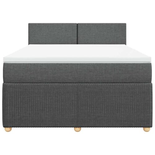 Bed Frame with Mattress Set Spring Box Base Dark Grey Double Fabric - Image 4