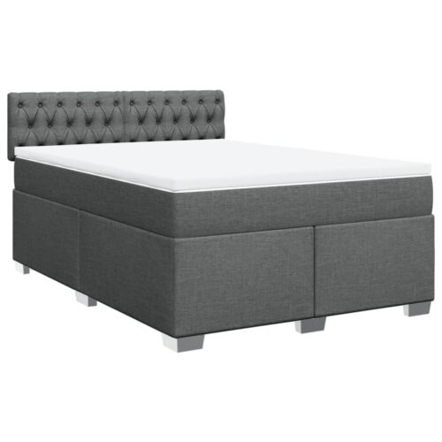Bed Frame with Mattress Set Spring Box Base Black Double Fabric - Image 13