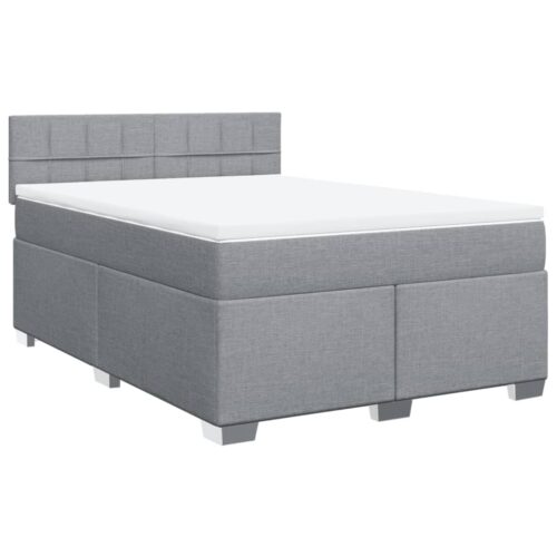 Bed Frame with Mattress Set Spring Box Base Dark Grey Double Fabric - Image 13