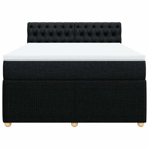 Bed Frame with Mattress Set Spring Box Base Black Double Fabric - Image 4