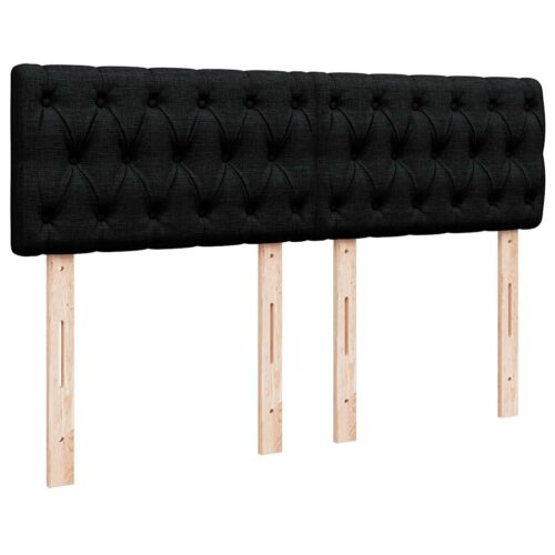 Bed Frame with Mattress Set Spring Box Base Black Double Fabric - Image 5