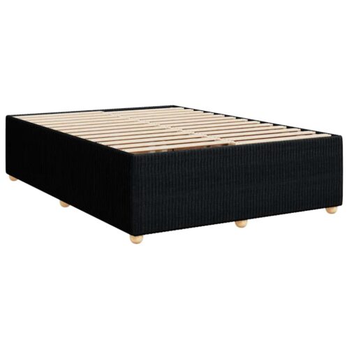 Bed Frame with Mattress Set Spring Box Base Black Double Fabric - Image 6