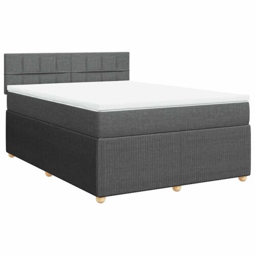 Bed Frame with Mattress Set Spring Box Base Dark Grey Double Fabric