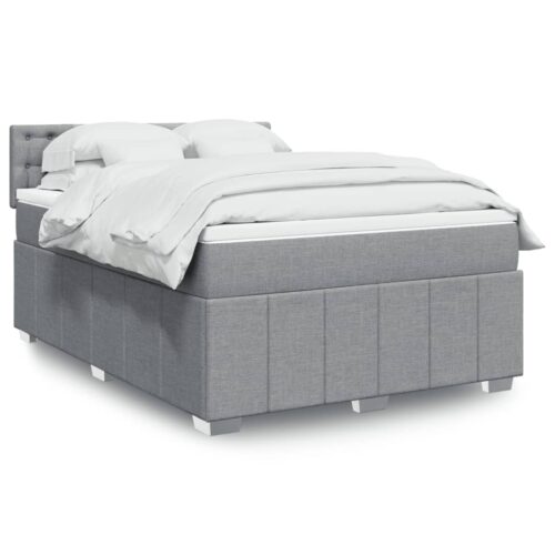 Bed Frame with Mattress Set Spring Box Base Dark Grey Double Fabric - Image 2