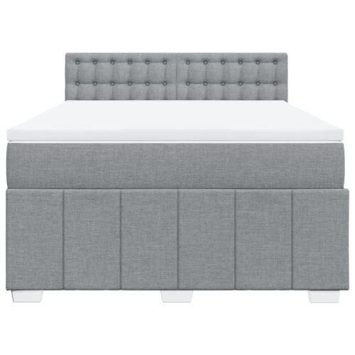 Bed Frame with Mattress Set Spring Box Base Dark Grey Double Fabric - Image 4