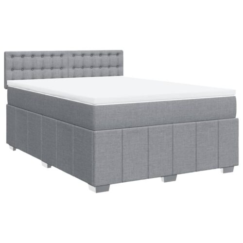 Bed Frame with Mattress Set Spring Box Base Dark Grey Double Fabric - Image 13
