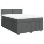 Bed Frame with Mattress Set Spring Box Base Dark Grey Double Fabric