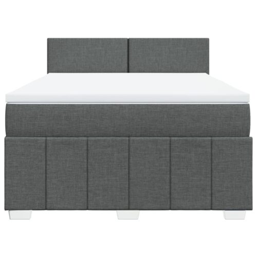 Bed Frame with Mattress Set Spring Box Base Dark Grey Double Fabric - Image 4