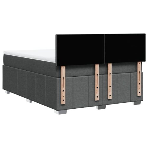 Bed Frame with Mattress Set Spring Box Base Dark Grey Double Fabric - Image 6