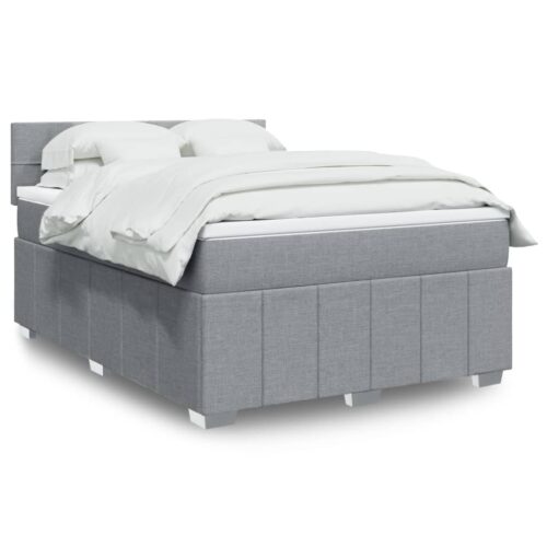 Bed Frame with Mattress Set Spring Box Base Dark Grey Double Fabric - Image 2