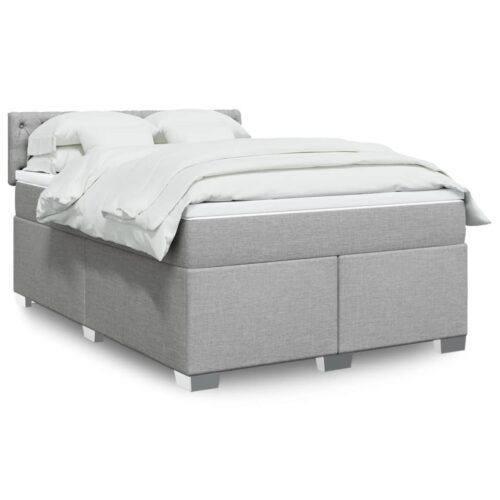 Bed Frame with Mattress Set Spring Box Base Dark Grey Double Fabric - Image 2