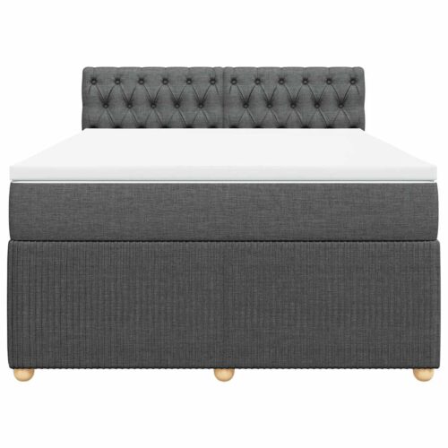 Bed Frame with Mattress Set Spring Box Base Dark Grey Double Fabric - Image 4