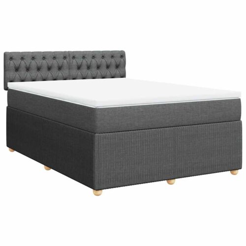 Bed Frame with Mattress Set Spring Box Base Dark Grey Double Fabric - Image 13