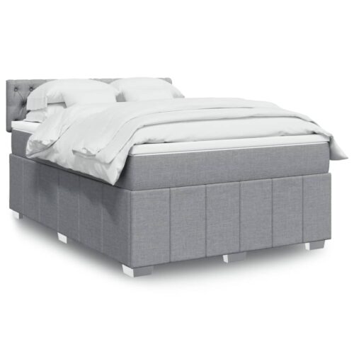 Bed Frame with Mattress Set Spring Box Base Dark Grey Double Fabric - Image 2