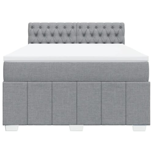 Bed Frame with Mattress Set Spring Box Base Dark Grey Double Fabric - Image 4
