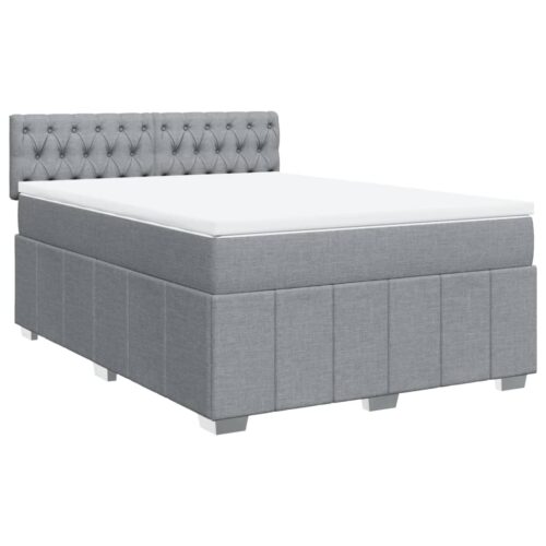 Bed Frame with Mattress Set Spring Box Base Dark Grey Double Fabric - Image 13