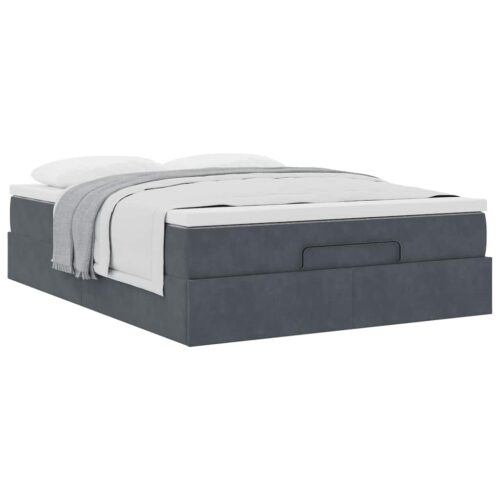 Storage Bed Frame with Mattress Set Lift Base  Dark Grey Queen Velvet - Image 5