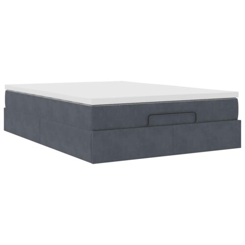 Storage Bed Frame with Mattress Set Lift Base  Dark Grey Queen Velvet - Image 6