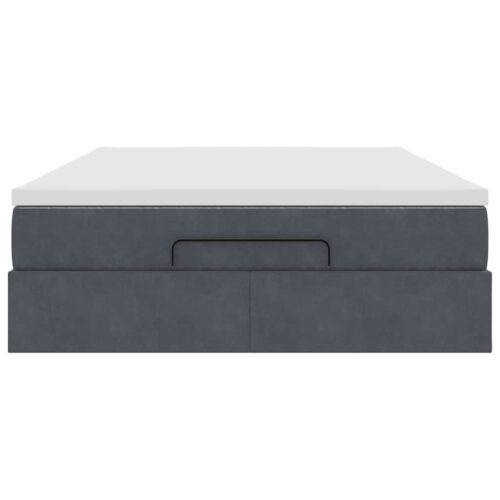 Storage Bed Frame with Mattress Set Lift Base  Dark Grey Queen Velvet - Image 7