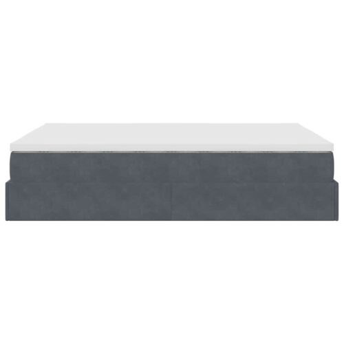 Storage Bed Frame with Mattress Set Lift Base  Dark Grey Queen Velvet - Image 9