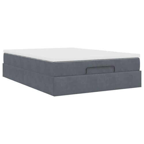 Storage Bed Frame with Mattress Set Lift Base  Dark Grey Queen Velvet - Image 10