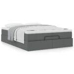 Storage Bed Frame with Mattress Set Lift Base  Dark Grey Queen Fabric