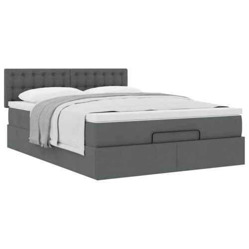 Storage Bed Frame with Mattress Set Lift Base  Dark Grey Double Fabric - Image 5