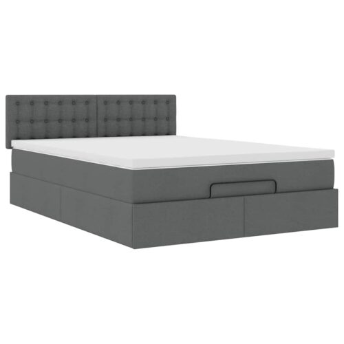 Storage Bed Frame with Mattress Set Lift Base  Dark Grey Double Fabric - Image 6