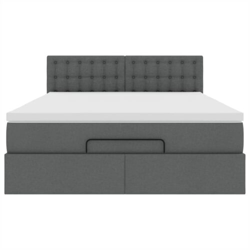 Storage Bed Frame with Mattress Set Lift Base  Dark Grey Double Fabric - Image 7