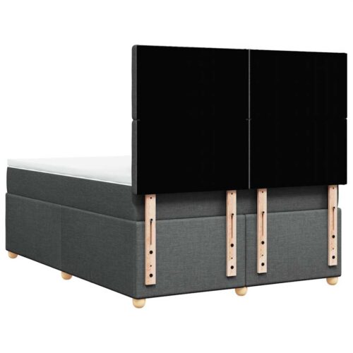 Bed Frame with Mattress Set Spring Box Base Dark Grey Double Fabric - Image 6