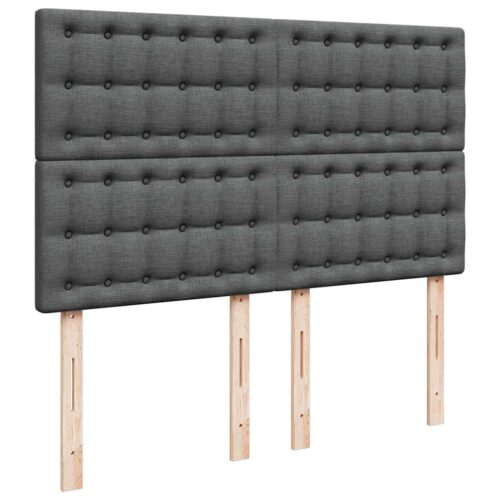 Bed Frame with Mattress Set Spring Box Base Dark Grey Double Fabric - Image 7