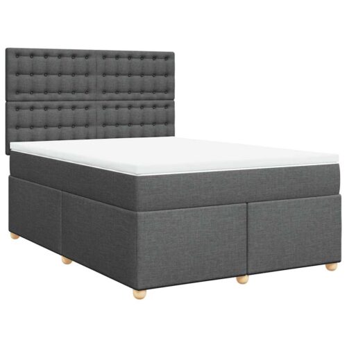 Bed Frame with Mattress Set Spring Box Base Dark Grey Double Fabric - Image 13