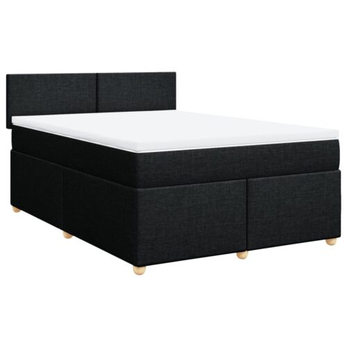 Bed Frame with Mattress Set Spring Box Base Black Queen Fabric - Image 13