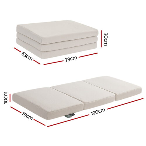 Giselle Bedding Foldable Mattress Fleece Portable 3-fold Folding Foam Mattresses - Image 2