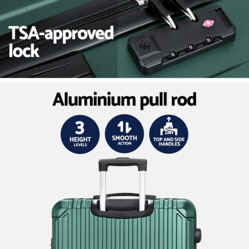 Wanderlite 28'' Luggage Travel Suitcase Set TSA Carry On Hard Case Green - Image 5