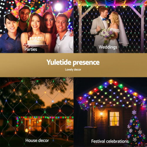 Jingle Jollys Christmas Lights 5Mx3M Net String Light 600 LED Colourful Beads - Image 6