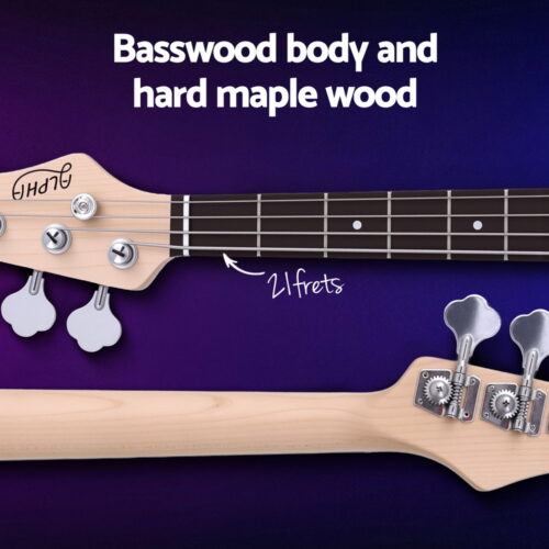 Alpha Electric Guitar Bass 47 Inch Red Beginner Wood Pickup - Image 5