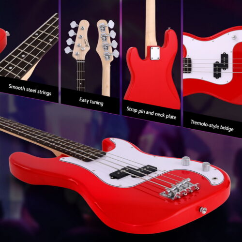 Alpha Electric Guitar Bass 47 Inch Red Beginner Wood Pickup - Image 6