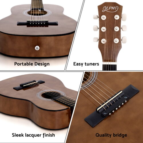 Alpha 31" Steel String Acoustic Guitar Portable with Gig Bag - Image 6