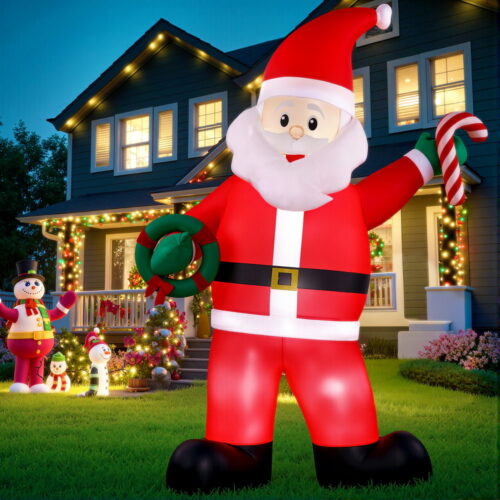 Jingle Jollys Christmas Inflatable Giant Santa 3.8M Height LED Illuminated Decorations - Image 7