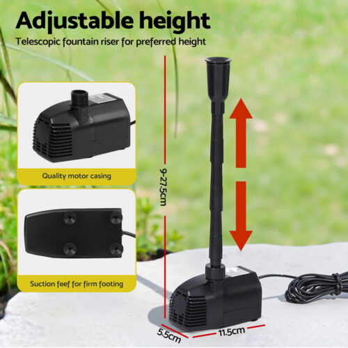 Gardeon Solar Pond Pump Submersible Water Fountain Kit with 2 Panels 1600L/H - Image 5
