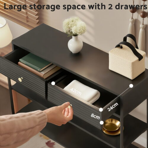 Artiss Console Table 3-Tier Black - Image 4